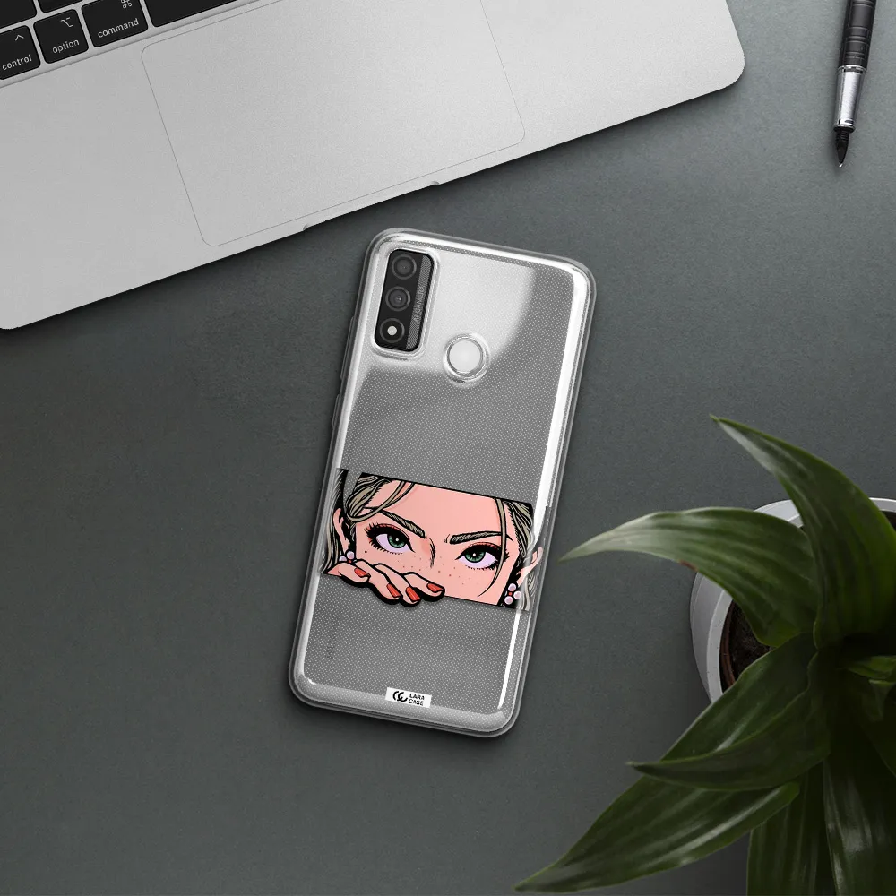 A Cartoon Of A Woman's Face Huawei P Smart 2020 Clear Tpu Case