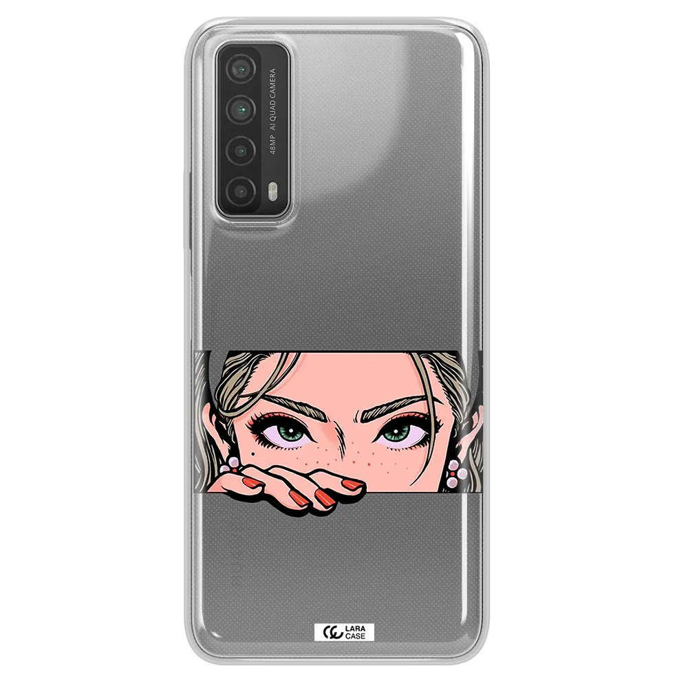A Cartoon Of A Woman's Face Huawei P Smart 2021 Clear Tpu Case