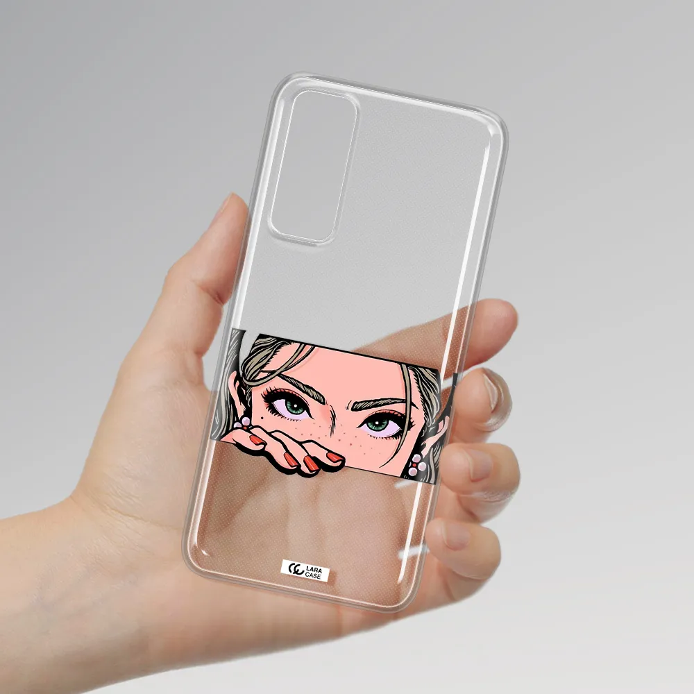 A Cartoon Of A Woman's Face Huawei P Smart 2021 Clear Tpu Case