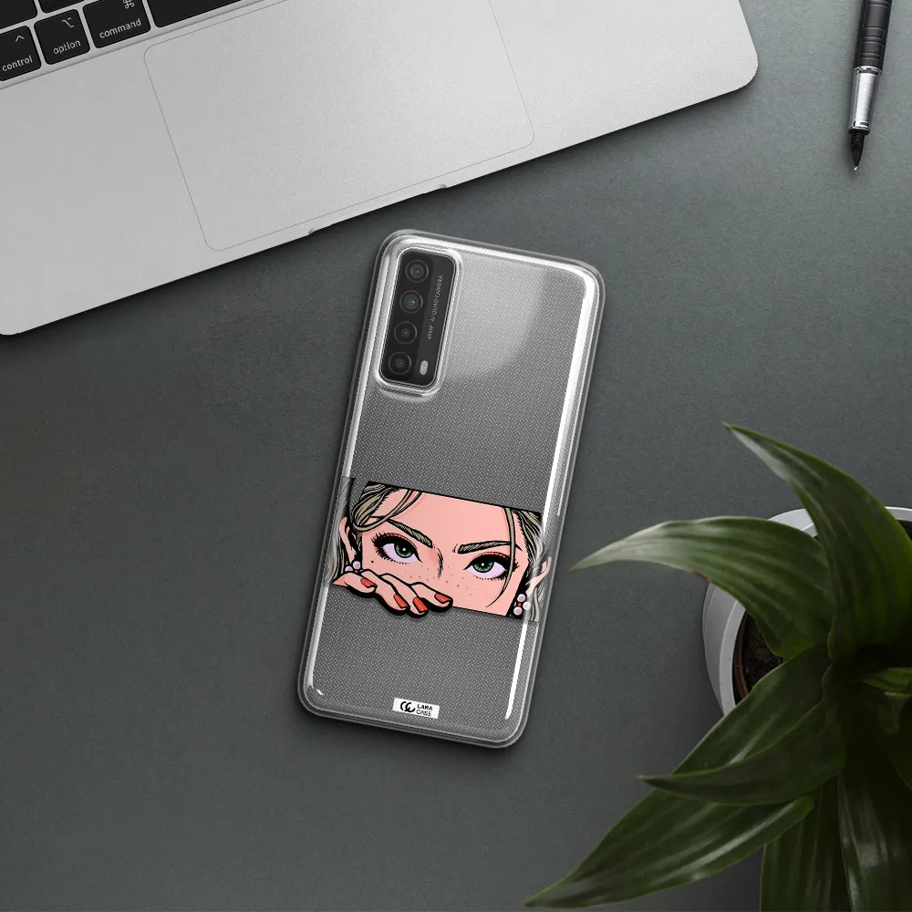 A Cartoon Of A Woman's Face Huawei P Smart 2021 Clear Tpu Case