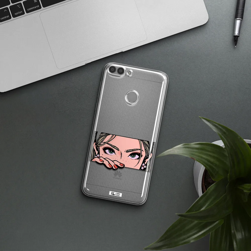 A Cartoon Of A Woman's Face Huawei P Smart Clear Tpu Case