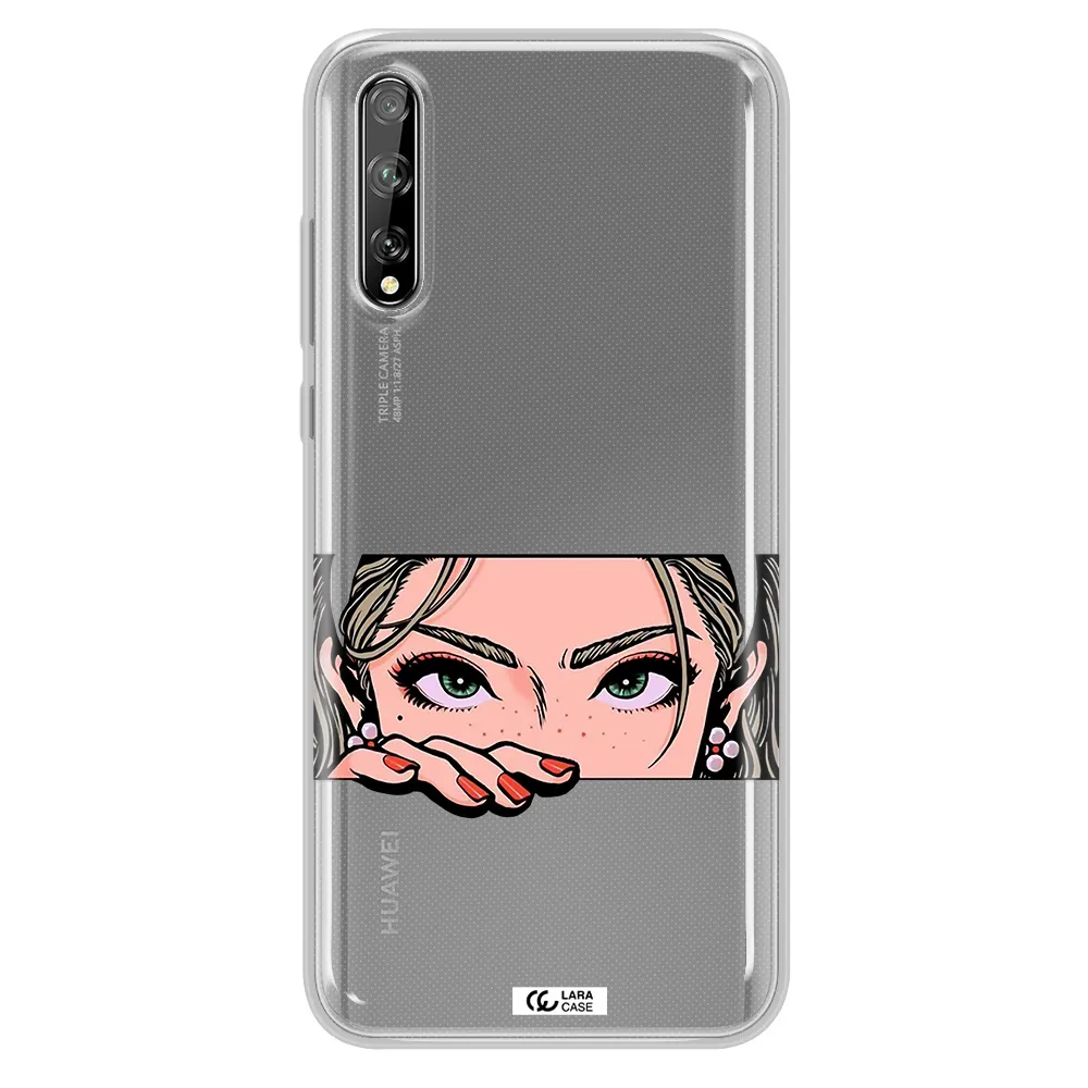 A Cartoon Of A Woman's Face Huawei P Smart S Clear Tpu Case