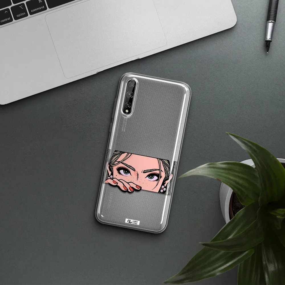 A Cartoon Of A Woman's Face Huawei P Smart S Clear Tpu Case