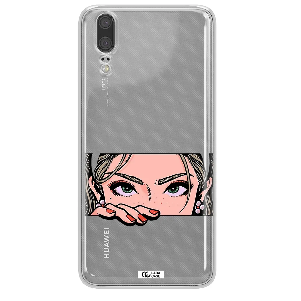 A Cartoon Of A Woman's Face Huawei P20 Clear Tpu Case