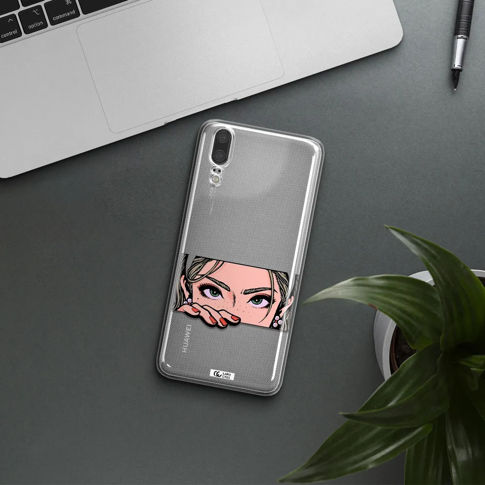 A Cartoon Of A Woman's Face Huawei P20 Clear Tpu Case