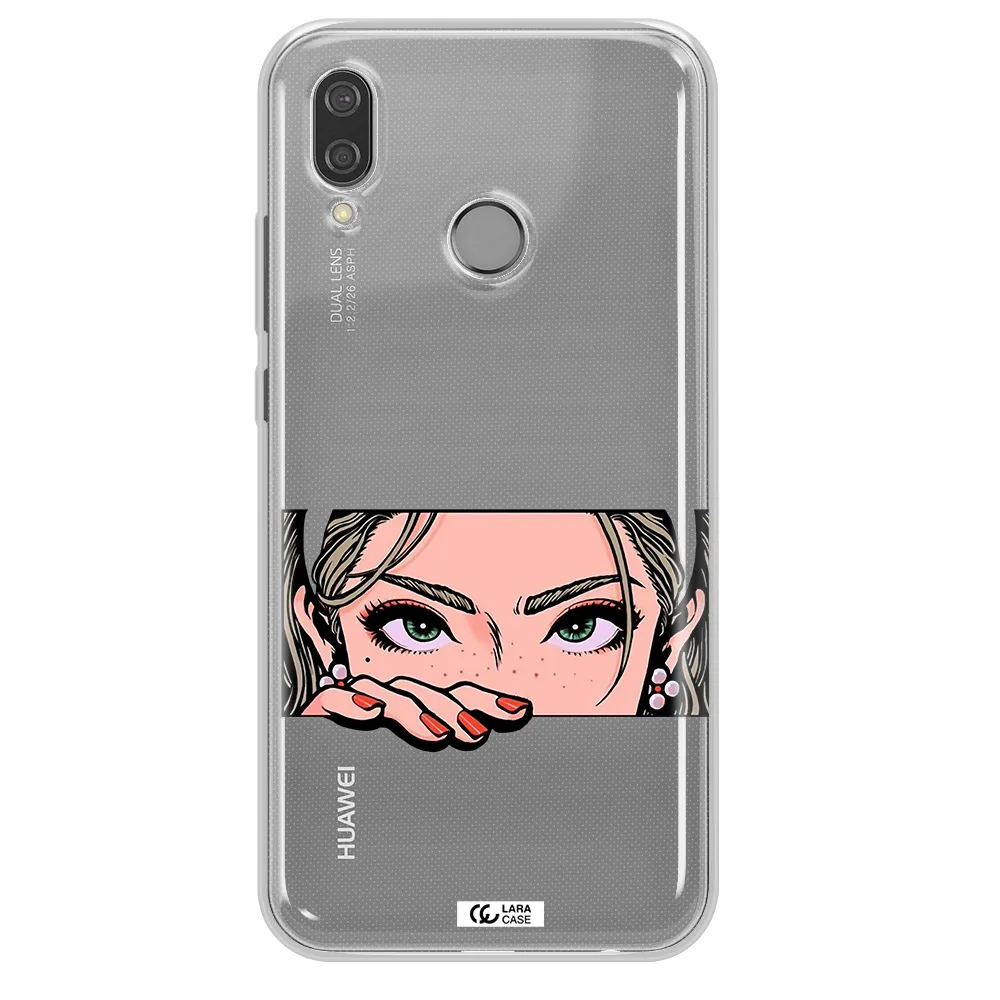 A Cartoon Of A Woman's Face Huawei P20 Lite Clear Tpu Case