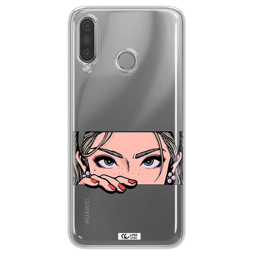 A Cartoon Of A Woman's Face Huawei P30 Lite Clear Tpu Case