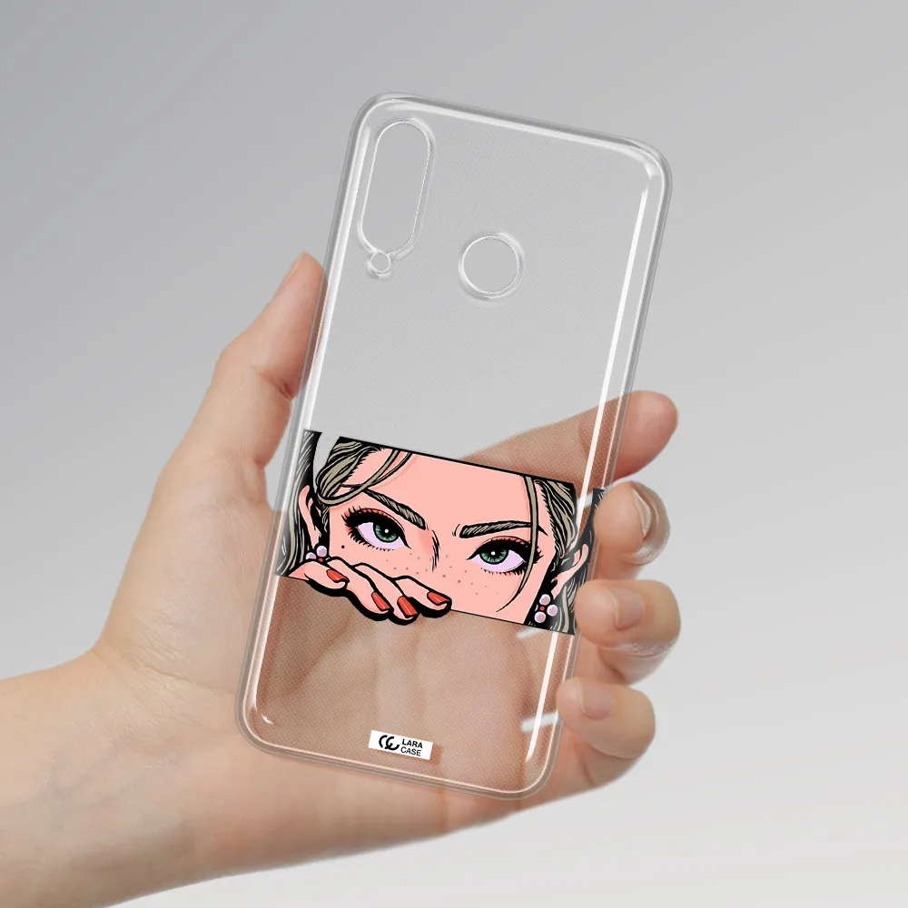 A Cartoon Of A Woman's Face Huawei P30 Lite Clear Tpu Case