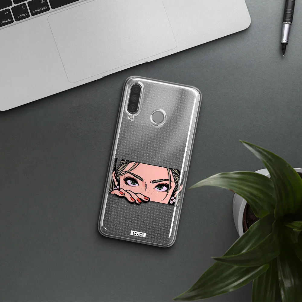 A Cartoon Of A Woman's Face Huawei P30 Lite Clear Tpu Case