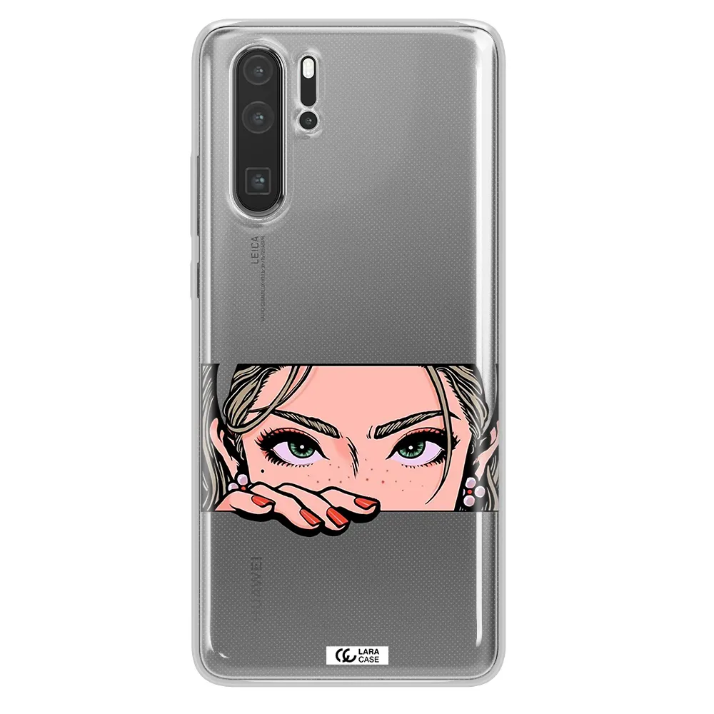 A Cartoon Of A Woman's Face Huawei P30 Pro Clear Tpu Case