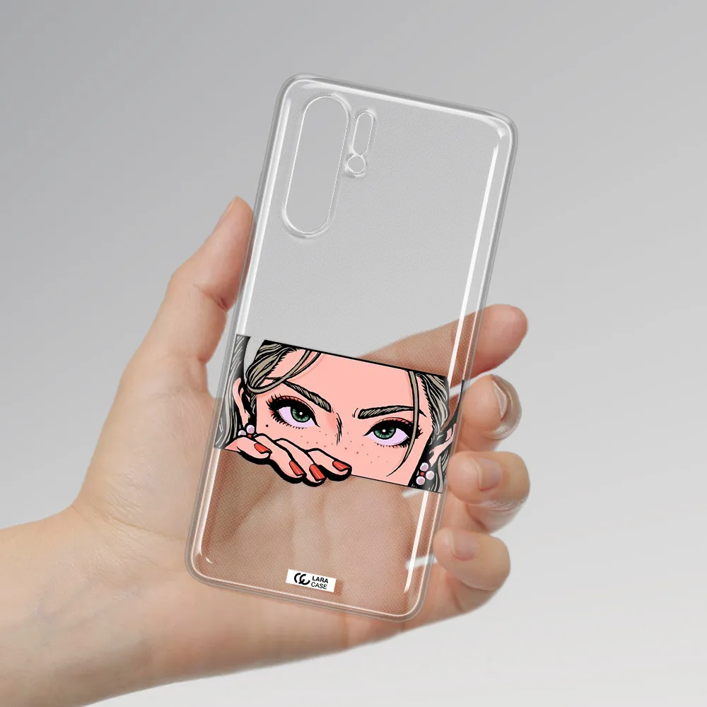 A Cartoon Of A Woman's Face Huawei P30 Pro Clear Tpu Case
