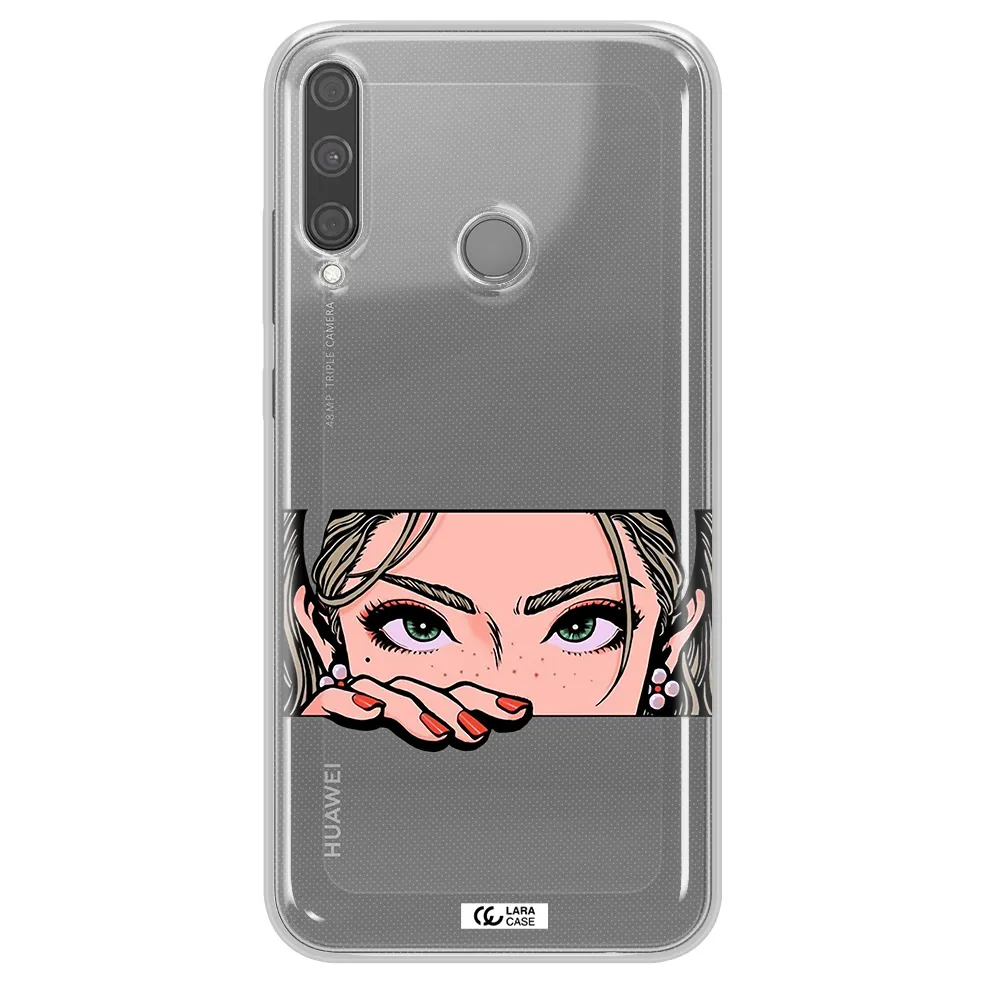 A Cartoon Of A Woman's Face Huawei P40 Lite E Clear Tpu Case