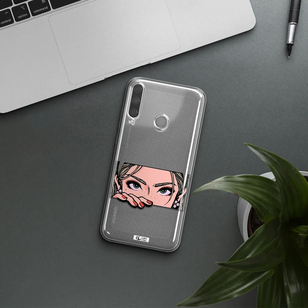 A Cartoon Of A Woman's Face Huawei P40 Lite E Clear Tpu Case