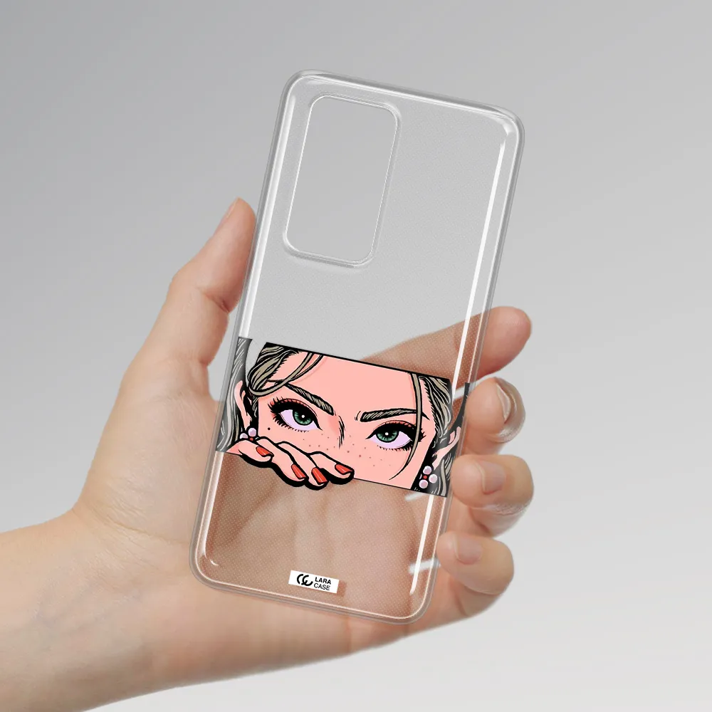 A Cartoon Of A Woman's Face Huawei P40 Pro Clear Tpu Case