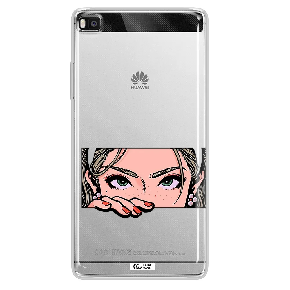 A Cartoon Of A Woman's Face Huawei P8 Clear Tpu Case