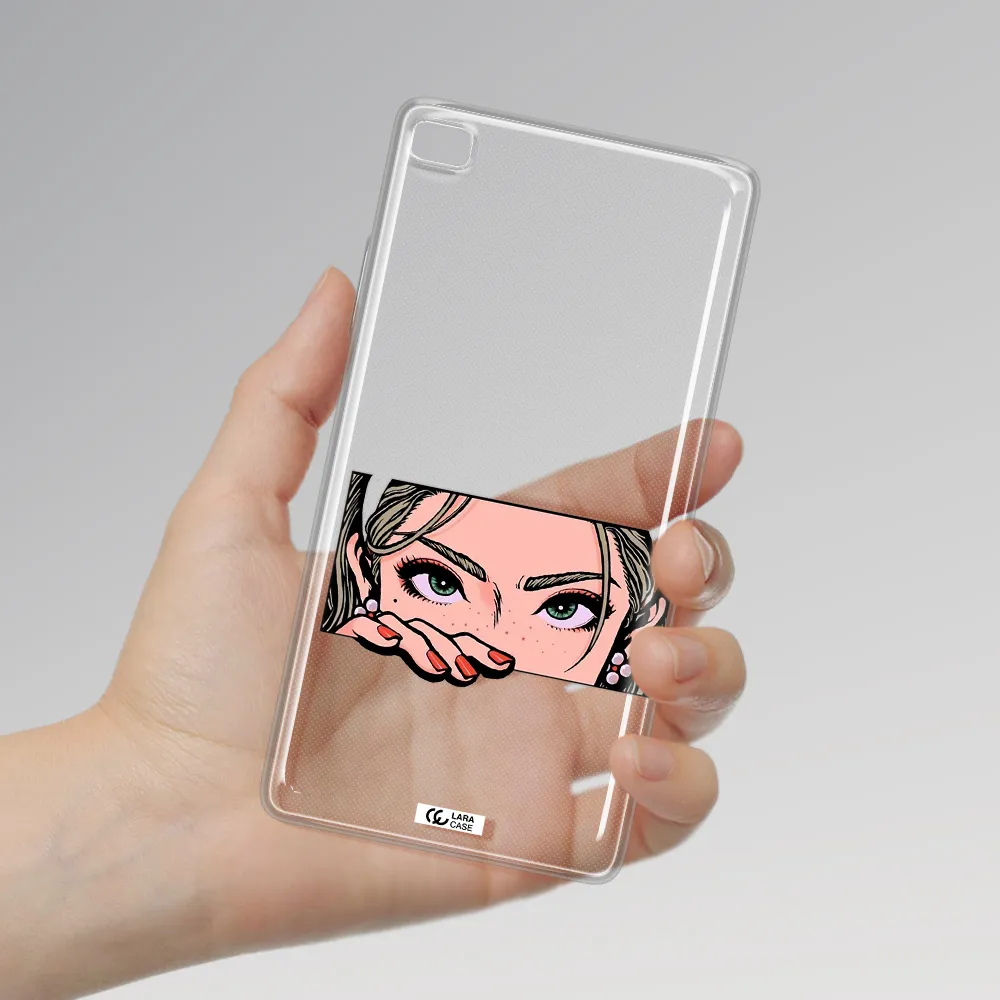 A Cartoon Of A Woman's Face Huawei P8 Clear Tpu Case