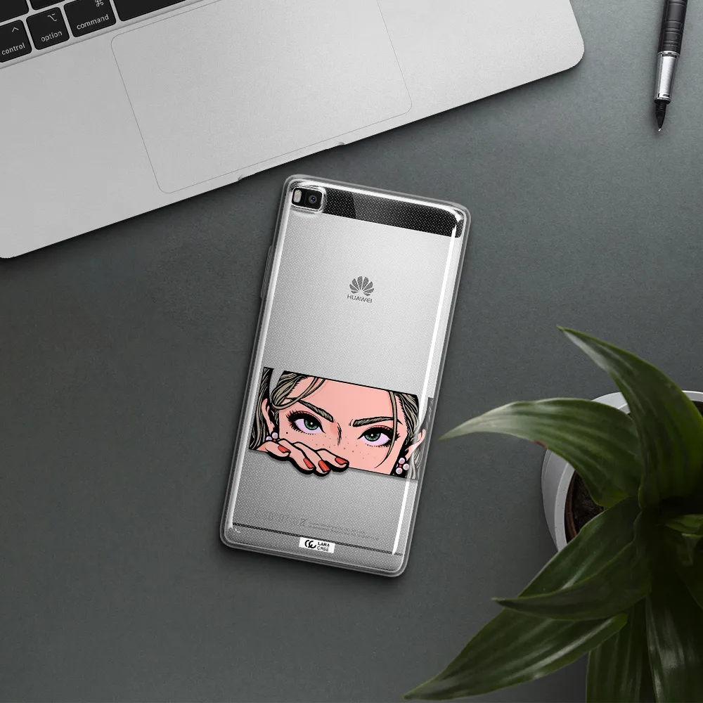 A Cartoon Of A Woman's Face Huawei P8 Clear Tpu Case