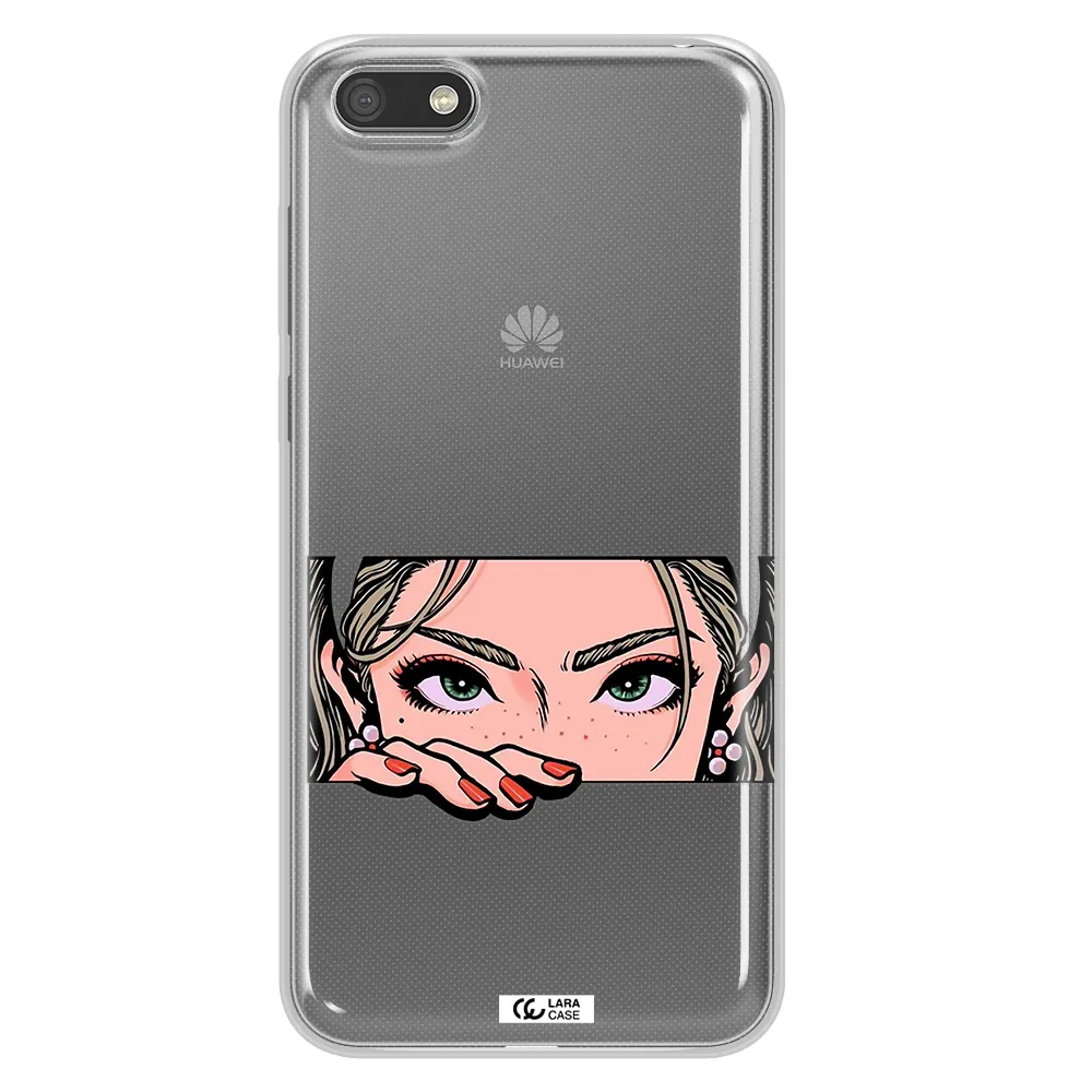 A Cartoon Of A Woman's Face Huawei Y5 2018 Clear Tpu Case