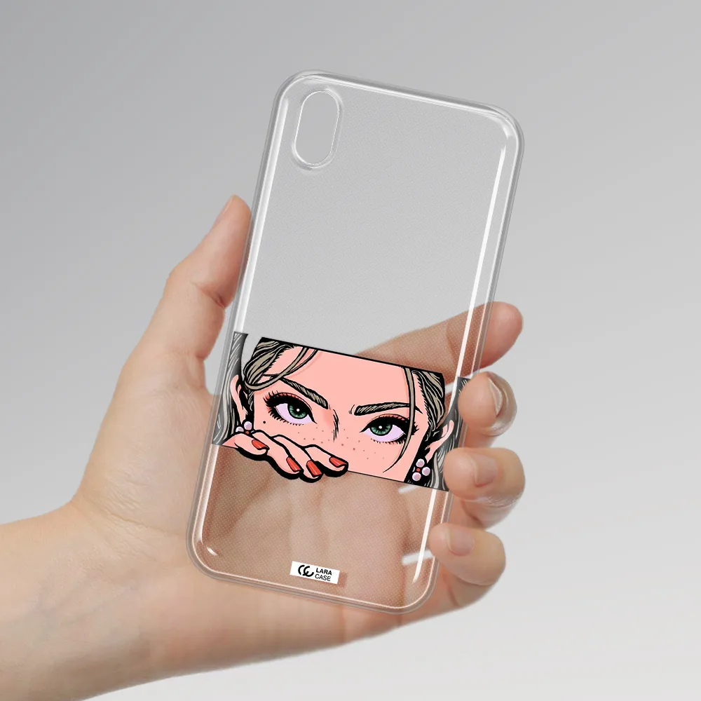 A Cartoon Of A Woman's Face Huawei Y5 2019 Clear Tpu Case