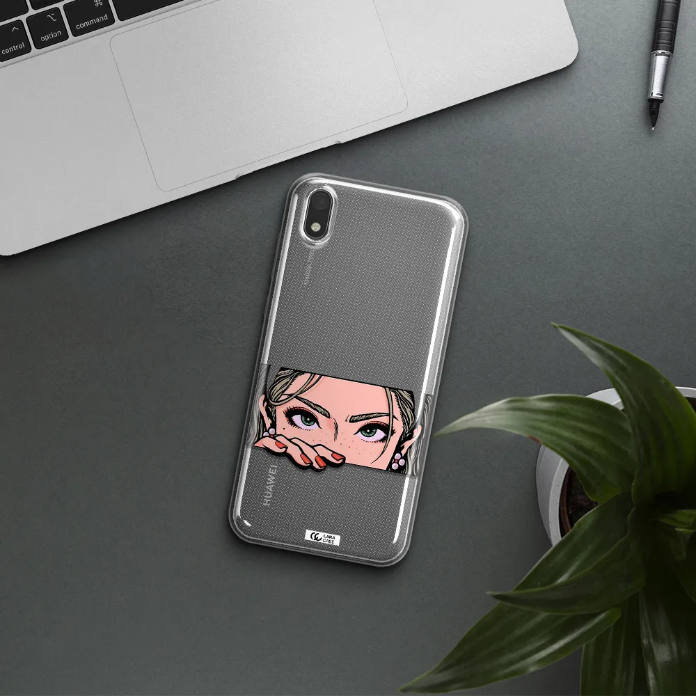 A Cartoon Of A Woman's Face Huawei Y5 2019 Clear Tpu Case
