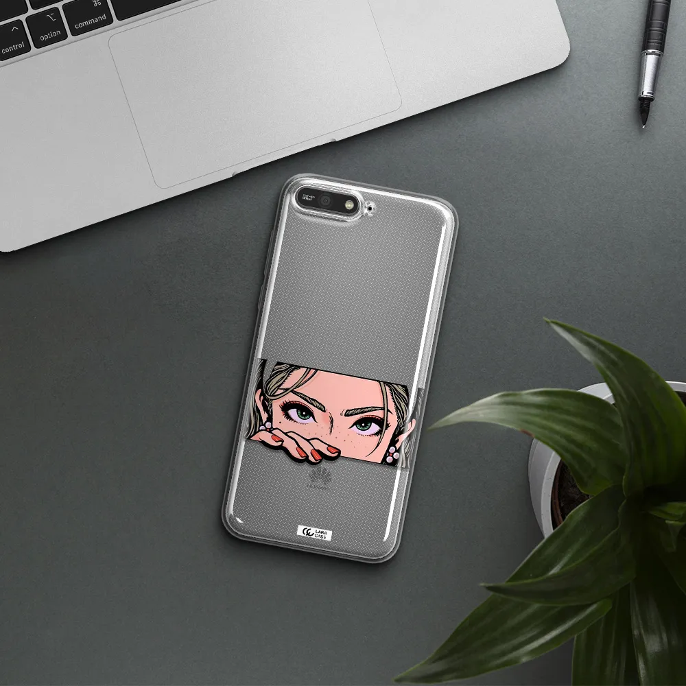 A Cartoon Of A Woman's Face Huawei Y6 2018 Clear Tpu Case