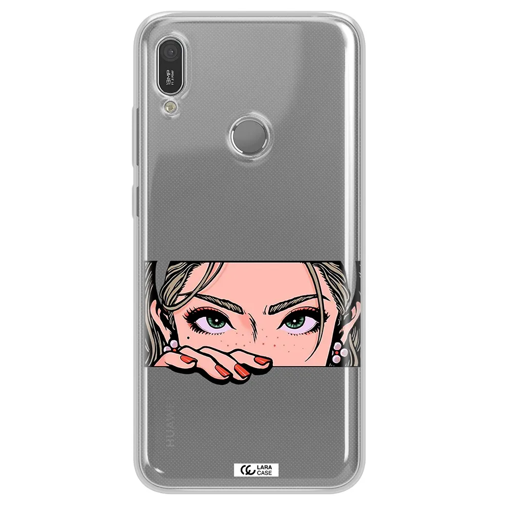 A Cartoon Of A Woman's Face Huawei Y6 2019 Clear Tpu Case