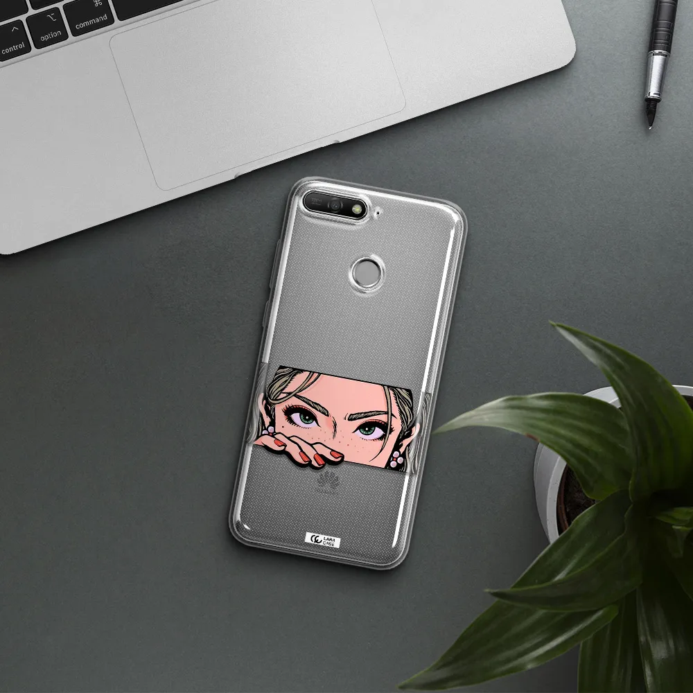 A Cartoon Of A Woman's Face Huawei Y6 Prime 2018 Clear Tpu Case