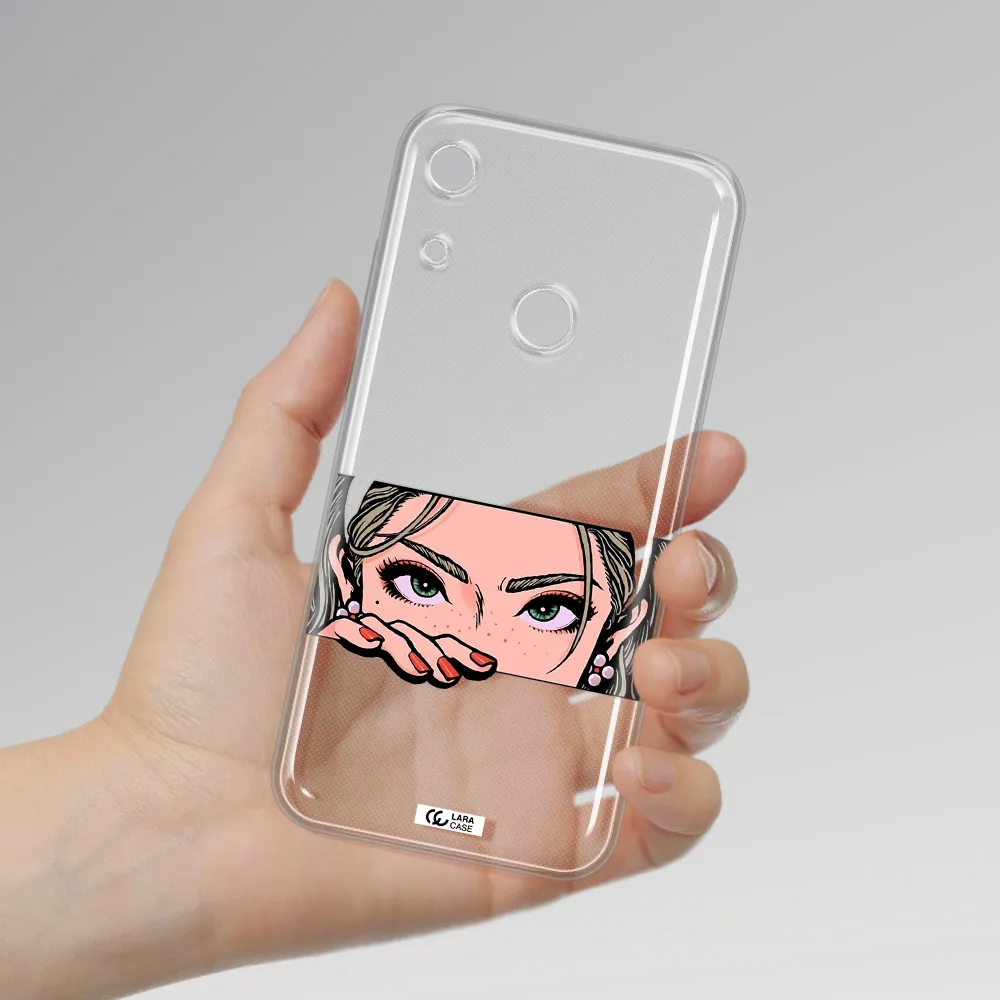 A Cartoon Of A Woman's Face Huawei Y6S Clear Tpu Case
