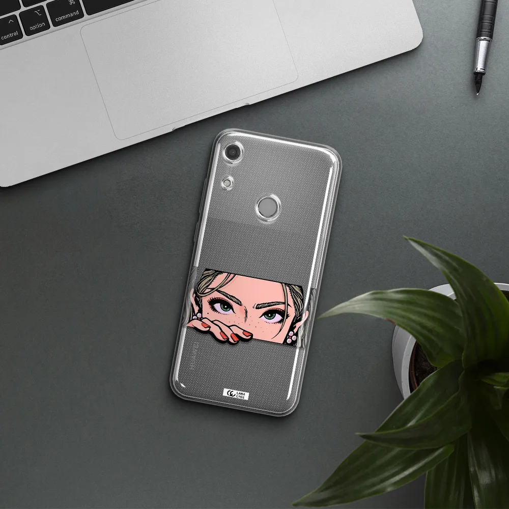 A Cartoon Of A Woman's Face Huawei Y6S Clear Tpu Case
