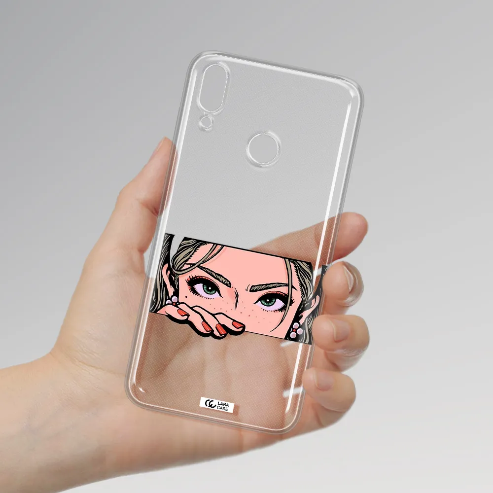 A Cartoon Of A Woman's Face Huawei Y7 2019 Clear Tpu Case