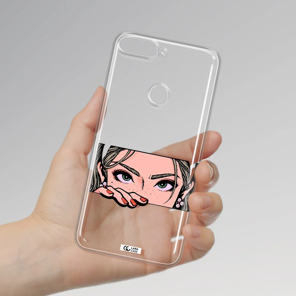 A Cartoon Of A Woman's Face Huawei Y7 Prime 2018 Clear Tpu Case