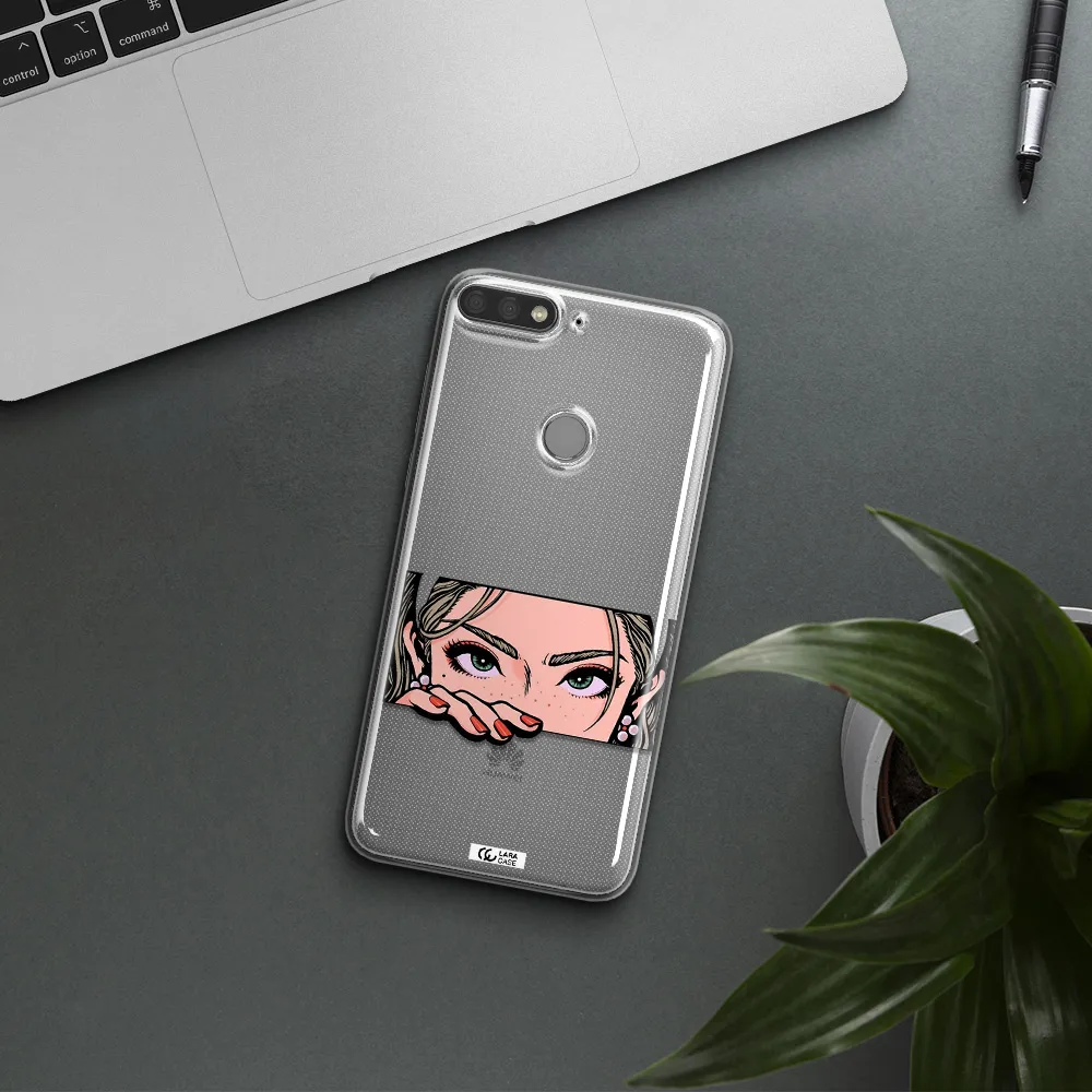 A Cartoon Of A Woman's Face Huawei Y7 Prime 2018 Clear Tpu Case
