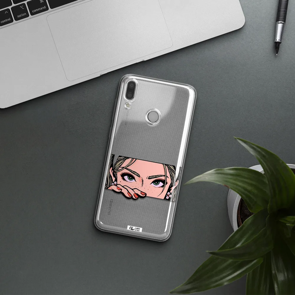 A Cartoon Of A Woman's Face Huawei Y9 2019 Clear Tpu Case