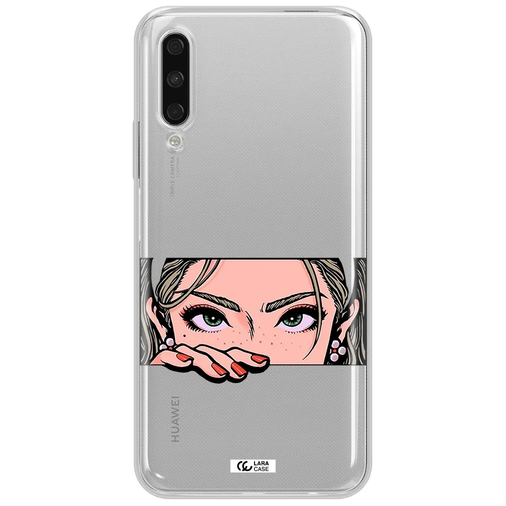 A Cartoon Of A Woman's Face Huawei Y9S Clear Tpu Case