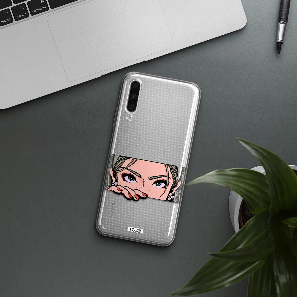 A Cartoon Of A Woman's Face Huawei Y9S Clear Tpu Case