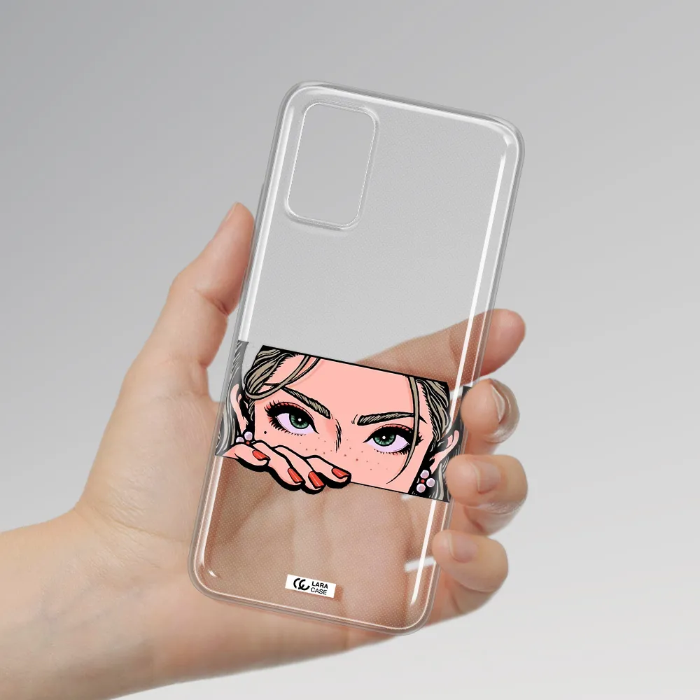 A Cartoon Of A Woman's Face Samsung A02S Clear Tpu Case