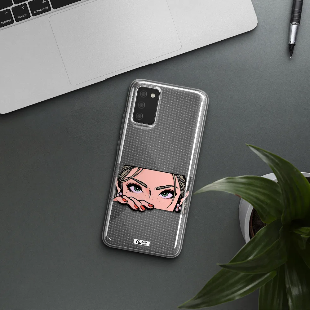 A Cartoon Of A Woman's Face Samsung A02S Clear Tpu Case