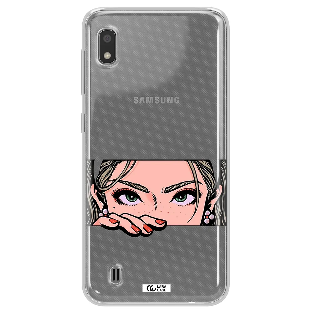A Cartoon Of A Woman's Face Samsung A10 Clear Tpu Case