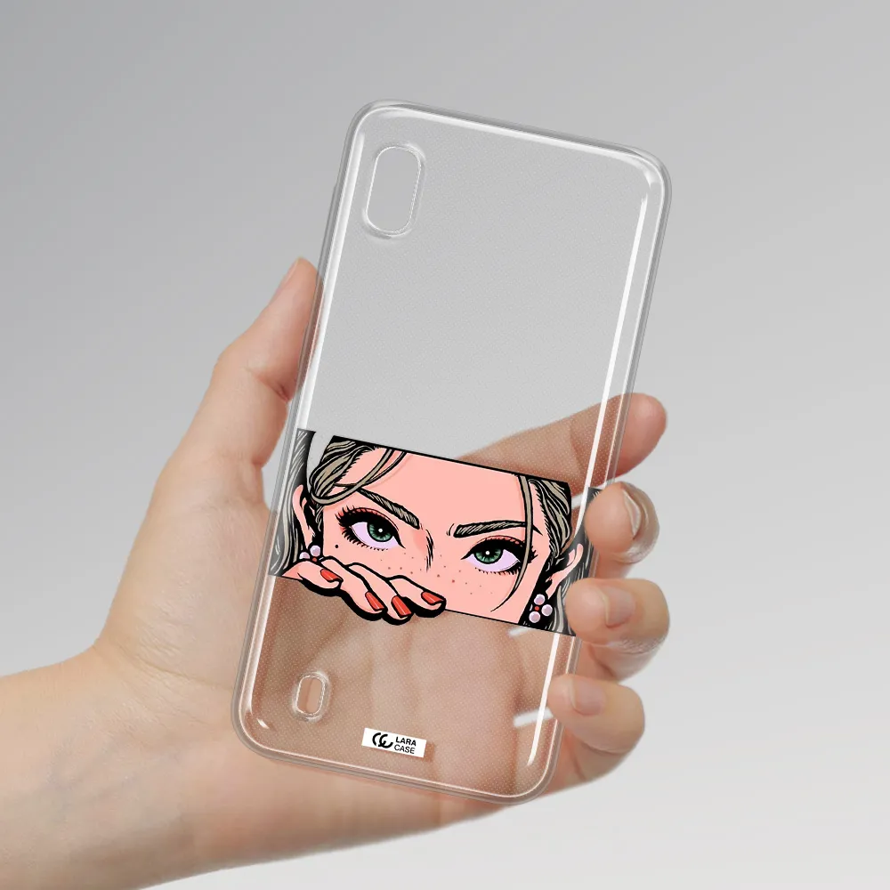 A Cartoon Of A Woman's Face Samsung A10 Clear Tpu Case