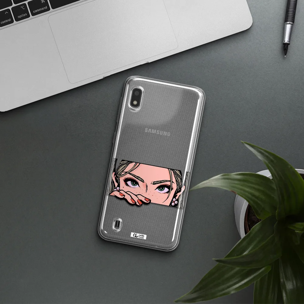 A Cartoon Of A Woman's Face Samsung A10 Clear Tpu Case