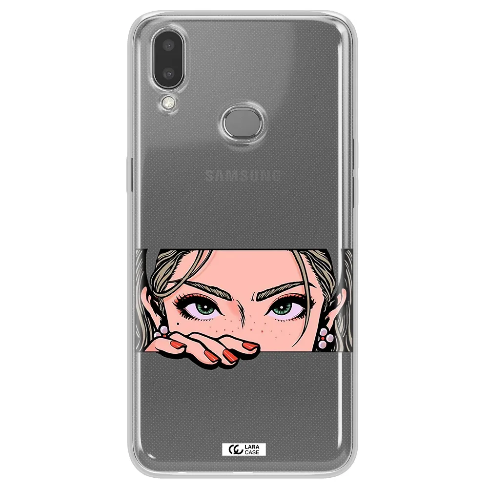 A Cartoon Of A Woman's Face Samsung A10S Clear Tpu Case