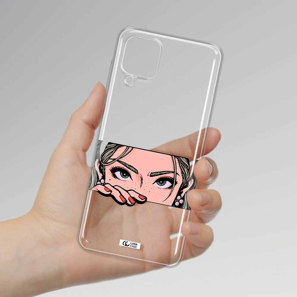 A Cartoon Of A Woman's Face Samsung A12 4G Clear Tpu Case