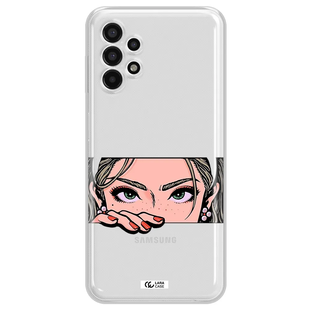 A Cartoon Of A Woman's Face Samsung A13 4G Clear Tpu Case