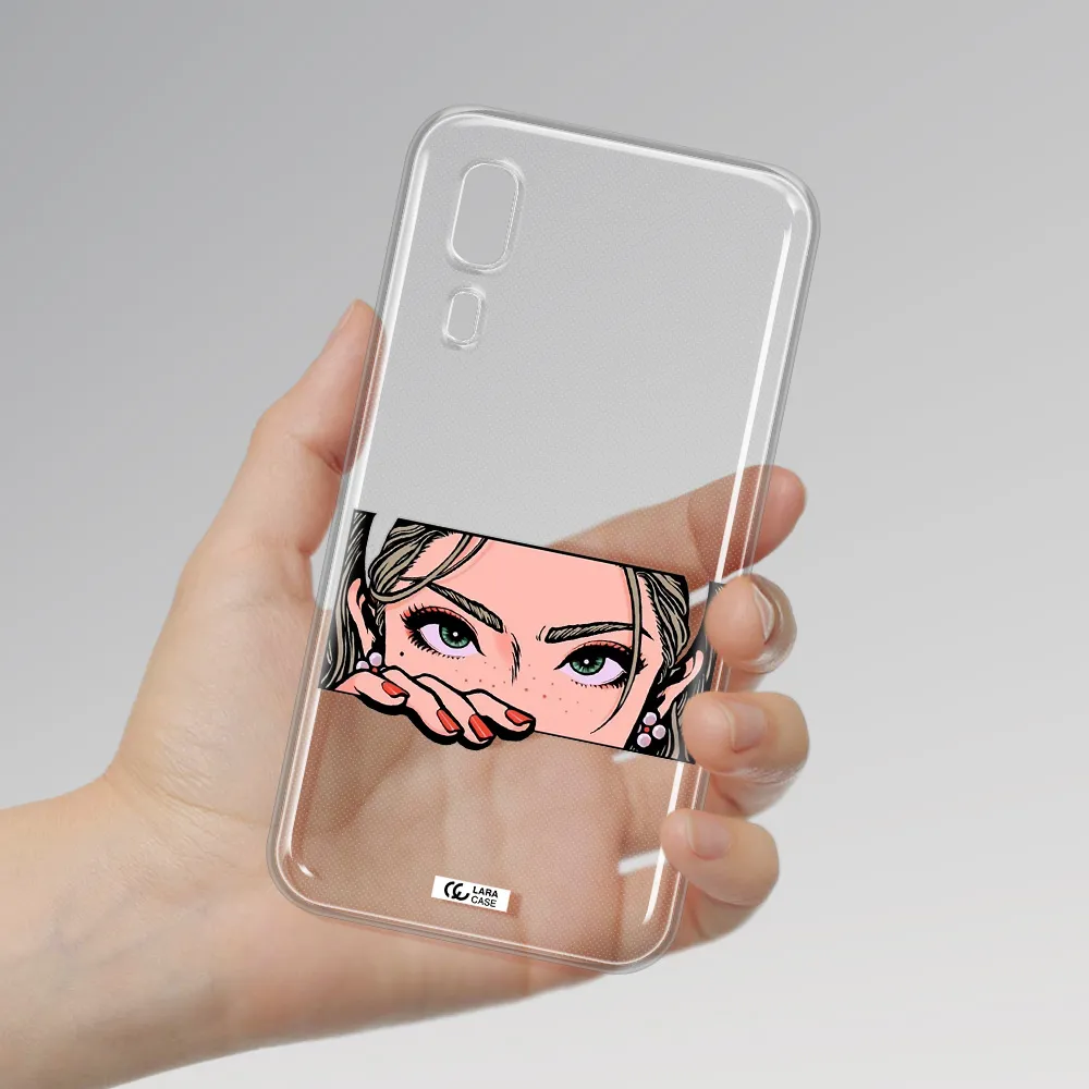 A Cartoon Of A Woman's Face Samsung A2 Core Clear Tpu Case