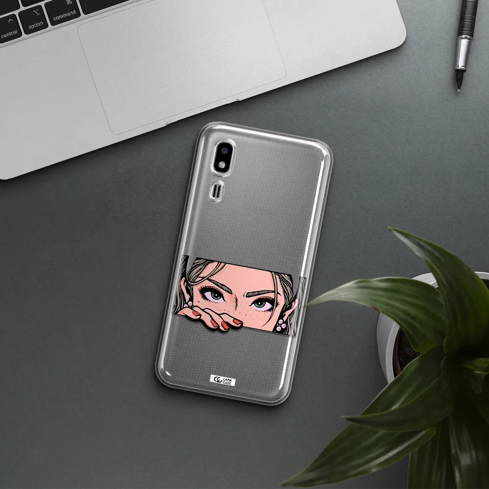 A Cartoon Of A Woman's Face Samsung A2 Core Clear Tpu Case