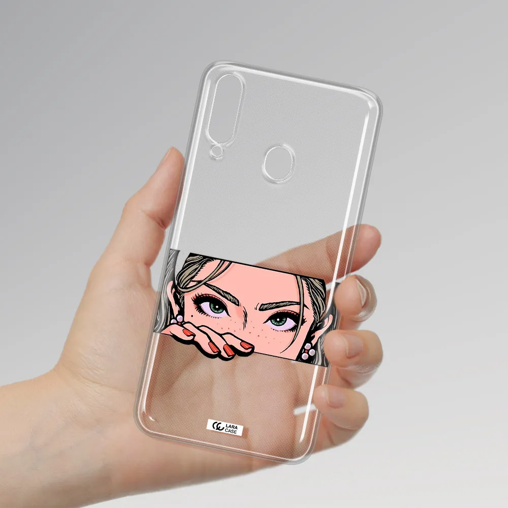 A Cartoon Of A Woman's Face Samsung A20S Clear Tpu Case