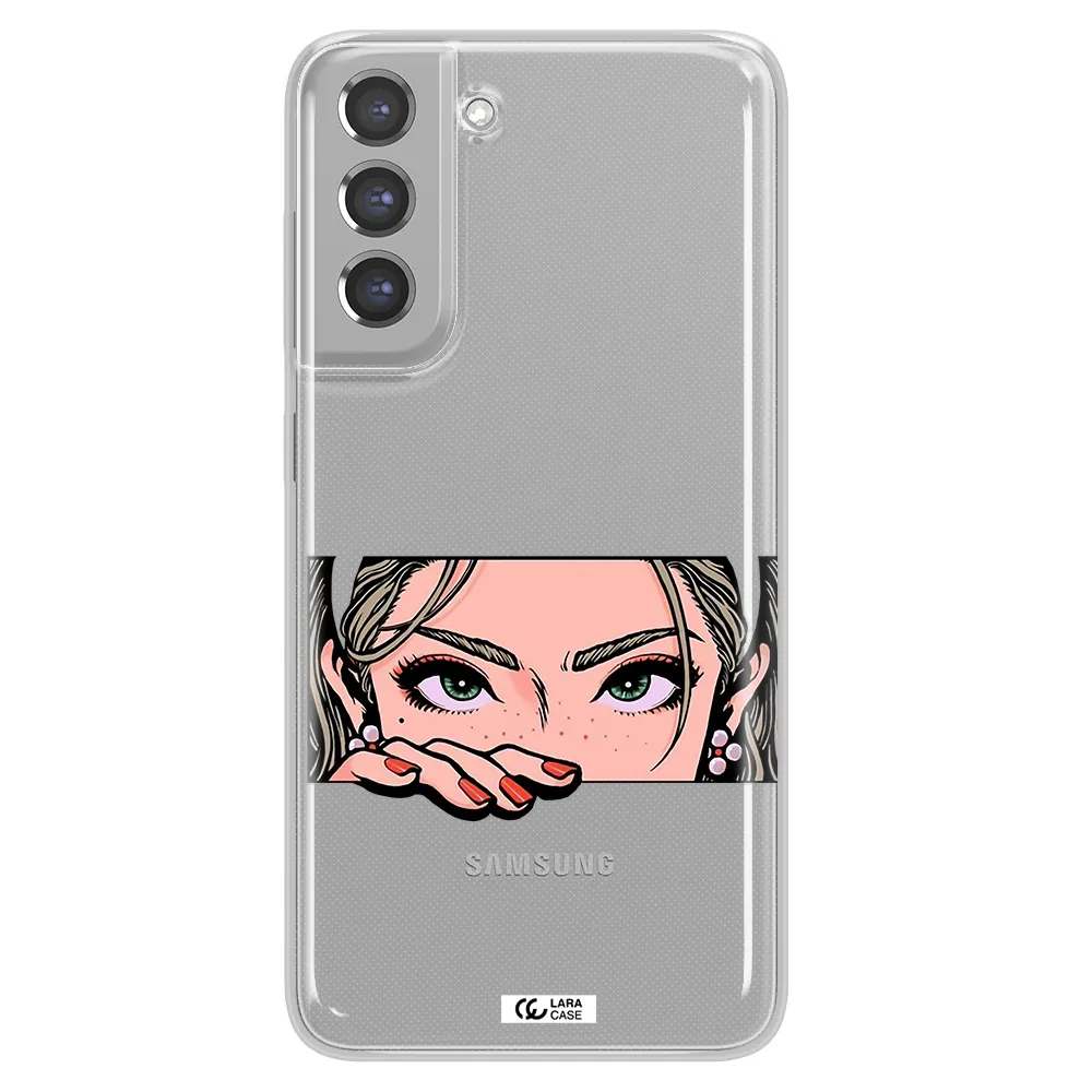 A Cartoon Of A Woman's Face Samsung A21 Fe Clear Tpu Case