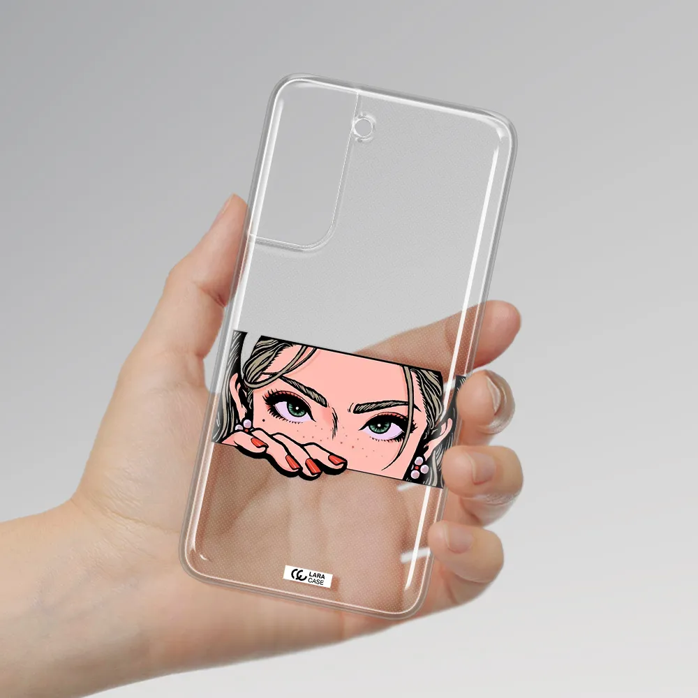 A Cartoon Of A Woman's Face Samsung A21 Fe Clear Tpu Case