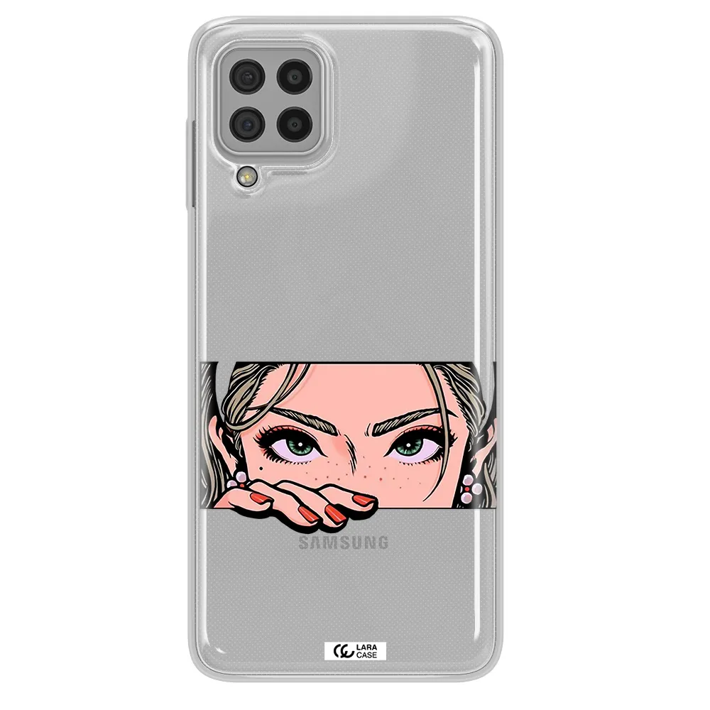 A Cartoon Of A Woman's Face Samsung A22 4G Clear Tpu Case