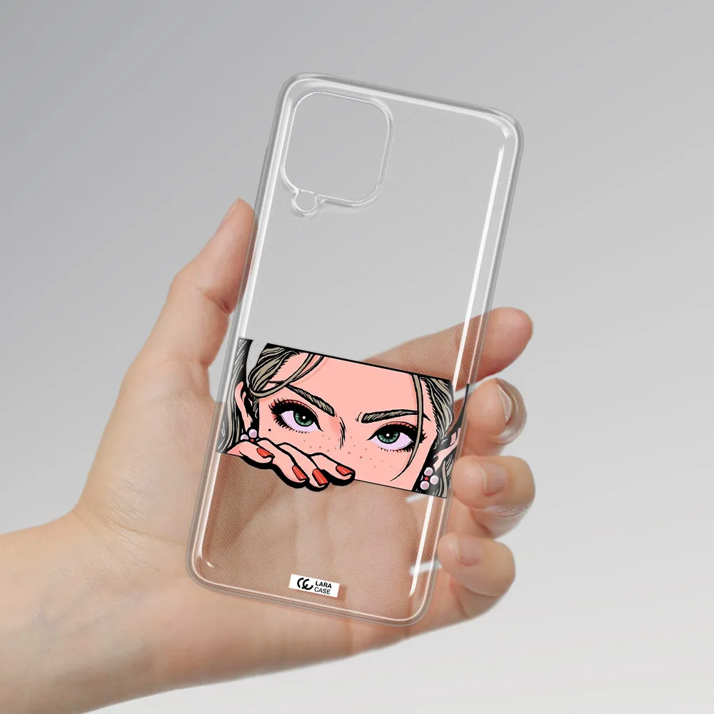 A Cartoon Of A Woman's Face Samsung A22 4G Clear Tpu Case